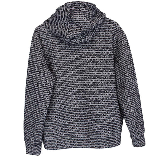 Emporio Armani black and grey hoodie with full zip and logo print design.