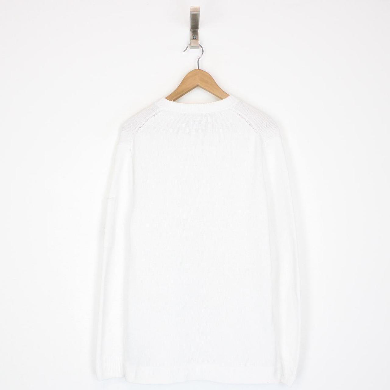 CP Company White Chenille Cotton Knit Sweatshirt Jumper