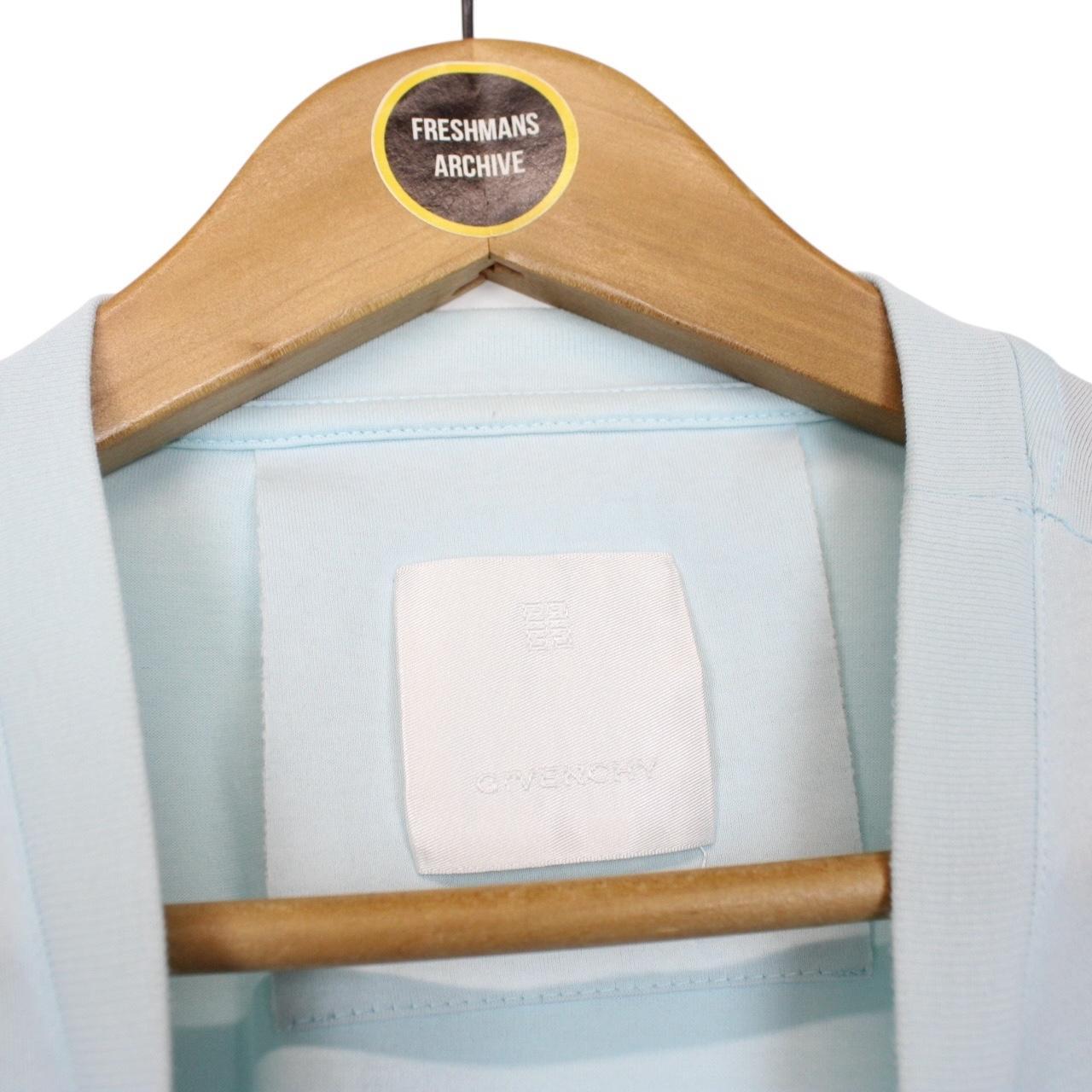 Givenchy Paris Light Blue Logo Print Short Sleeve Cotton T-Shirt