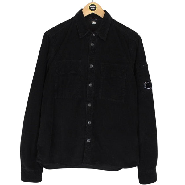 CP Company Black Button Up Lens Corduroy Overshirt