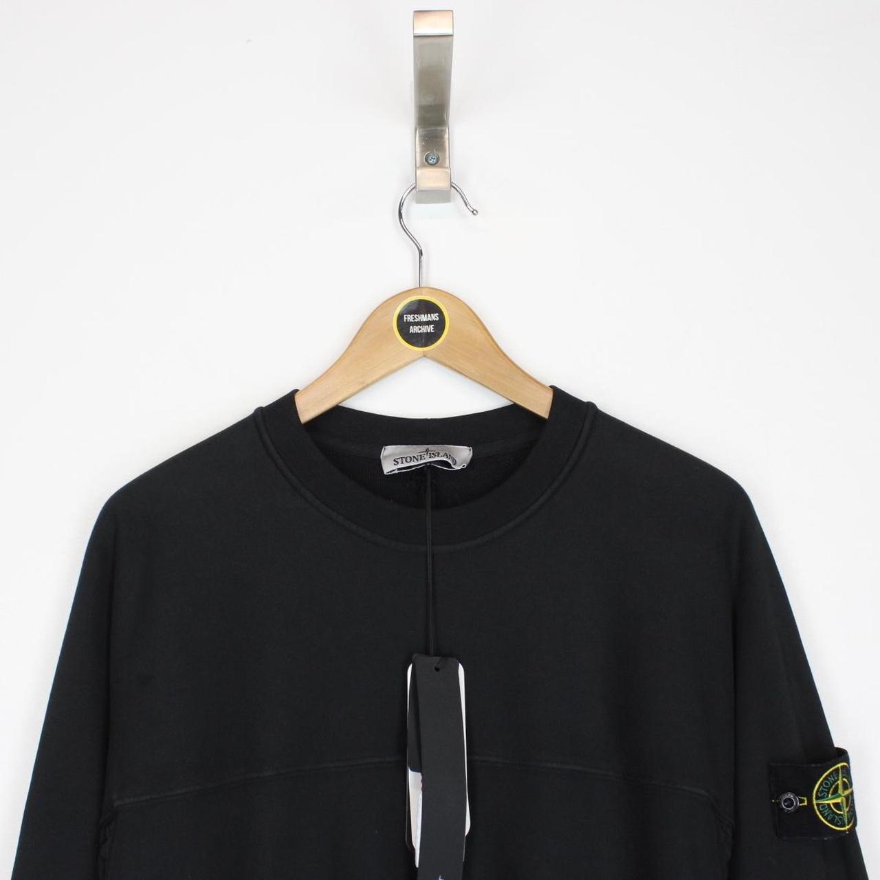 Stone Island SS 2024 Black Nylon Details Cotton Sweatshirt Jumper