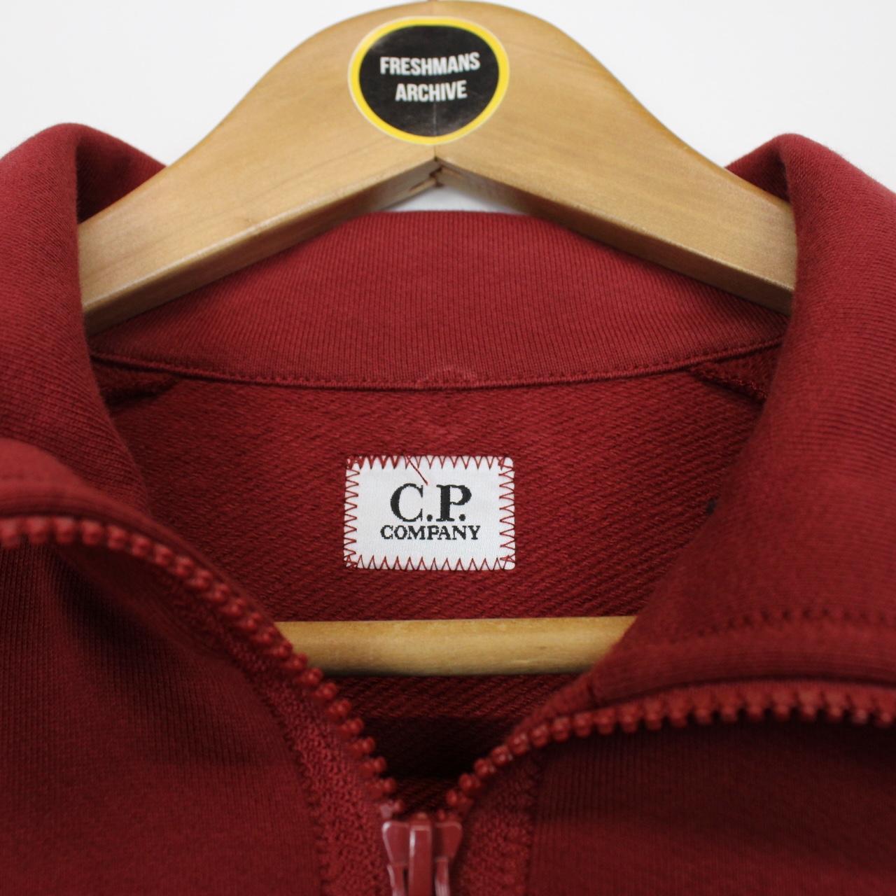 CP Company Ketchup Red 1/4 Zip Lens Cotton Sweatshirt Jumper