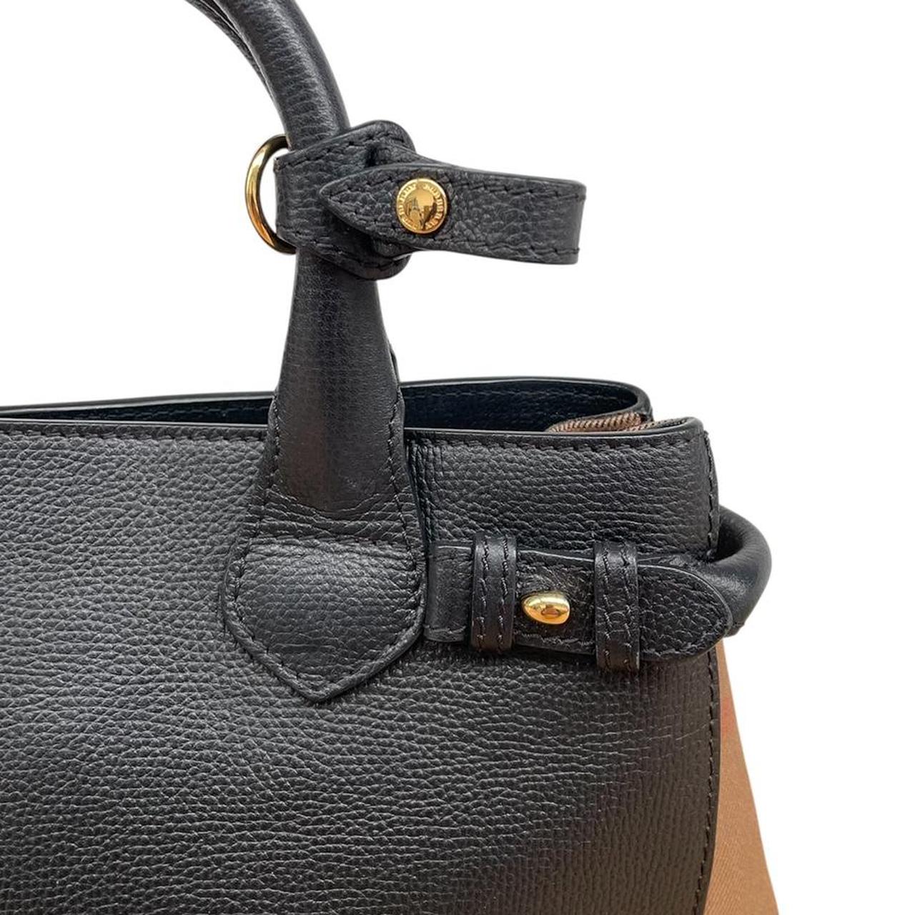 Burberry Black and Tan Nova Check Leather Banner Tote Bag