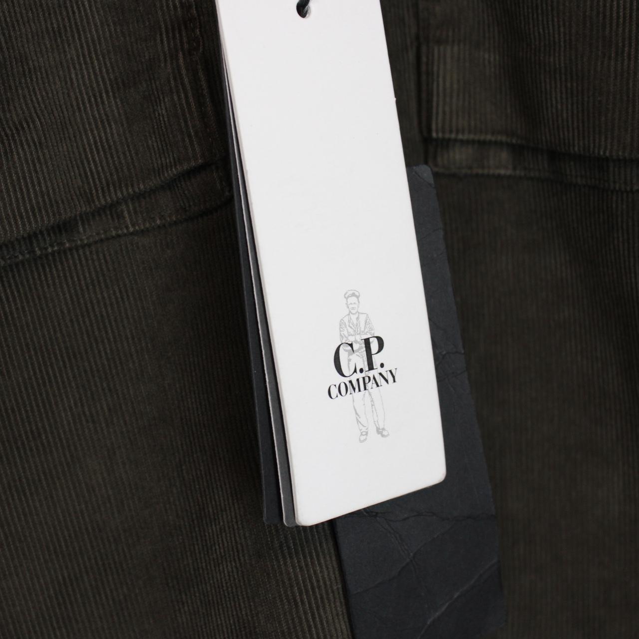 CP Company Olive Green Button Up Lens Corduroy Overshirt