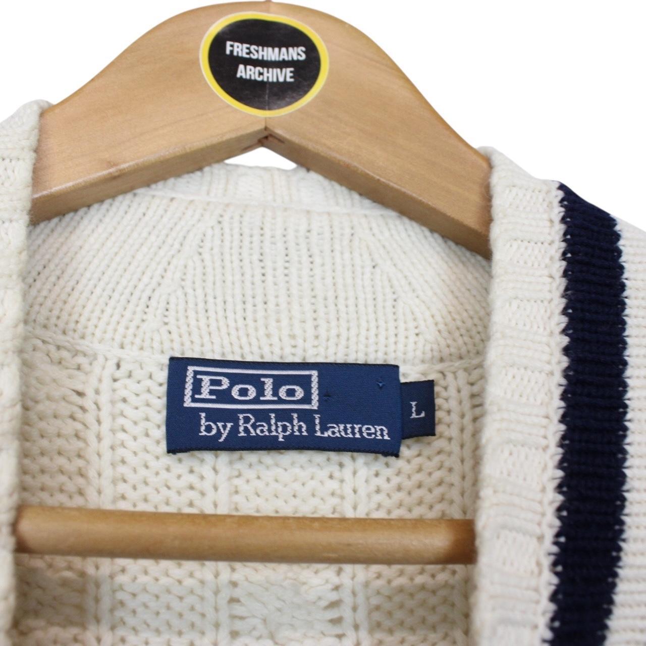 Vintage Polo Ralph Lauren Cream Cashmere/Cotton Cable Knit Sweater Vest