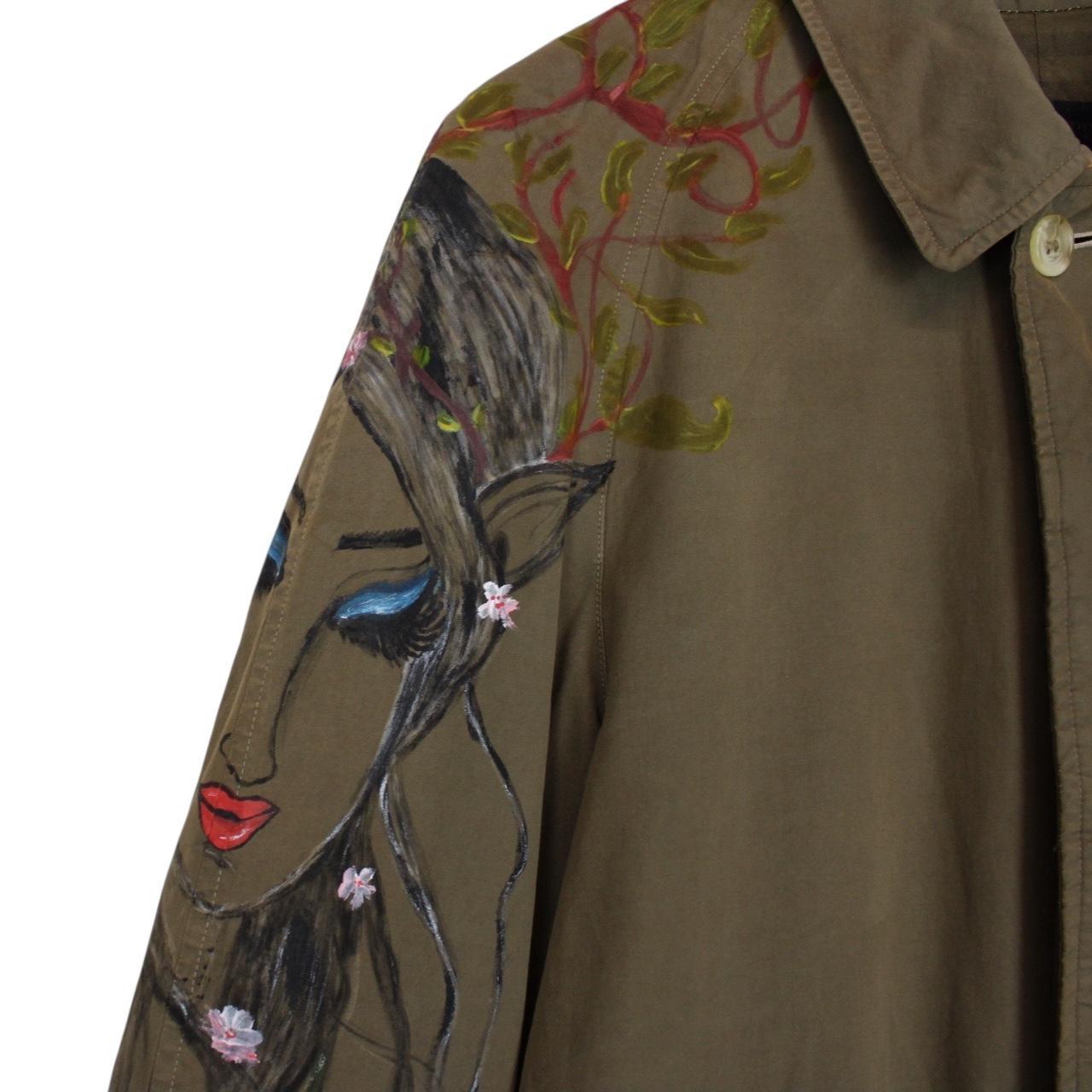 Vintage 90s Burberry Khaki Brown Painted Single Breasted Trench Coat