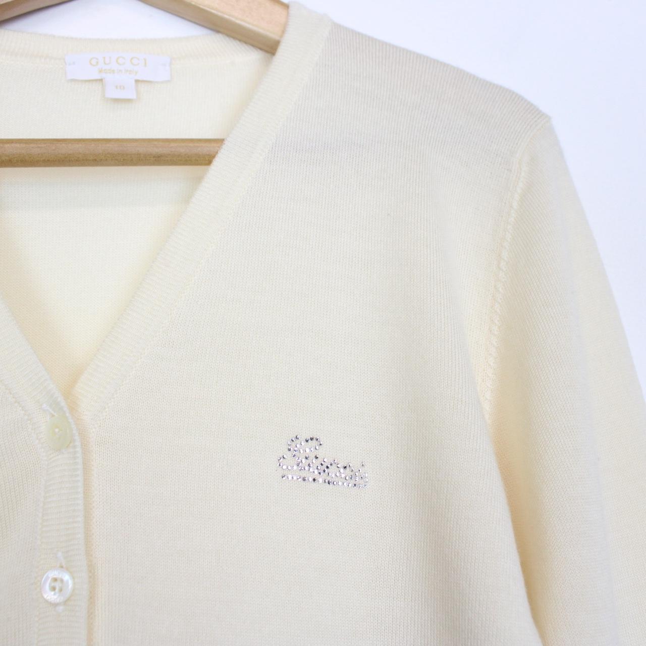 Gucci Cream Silk Cashmere Wool Blend Knit Button Up Cardigan Jumper