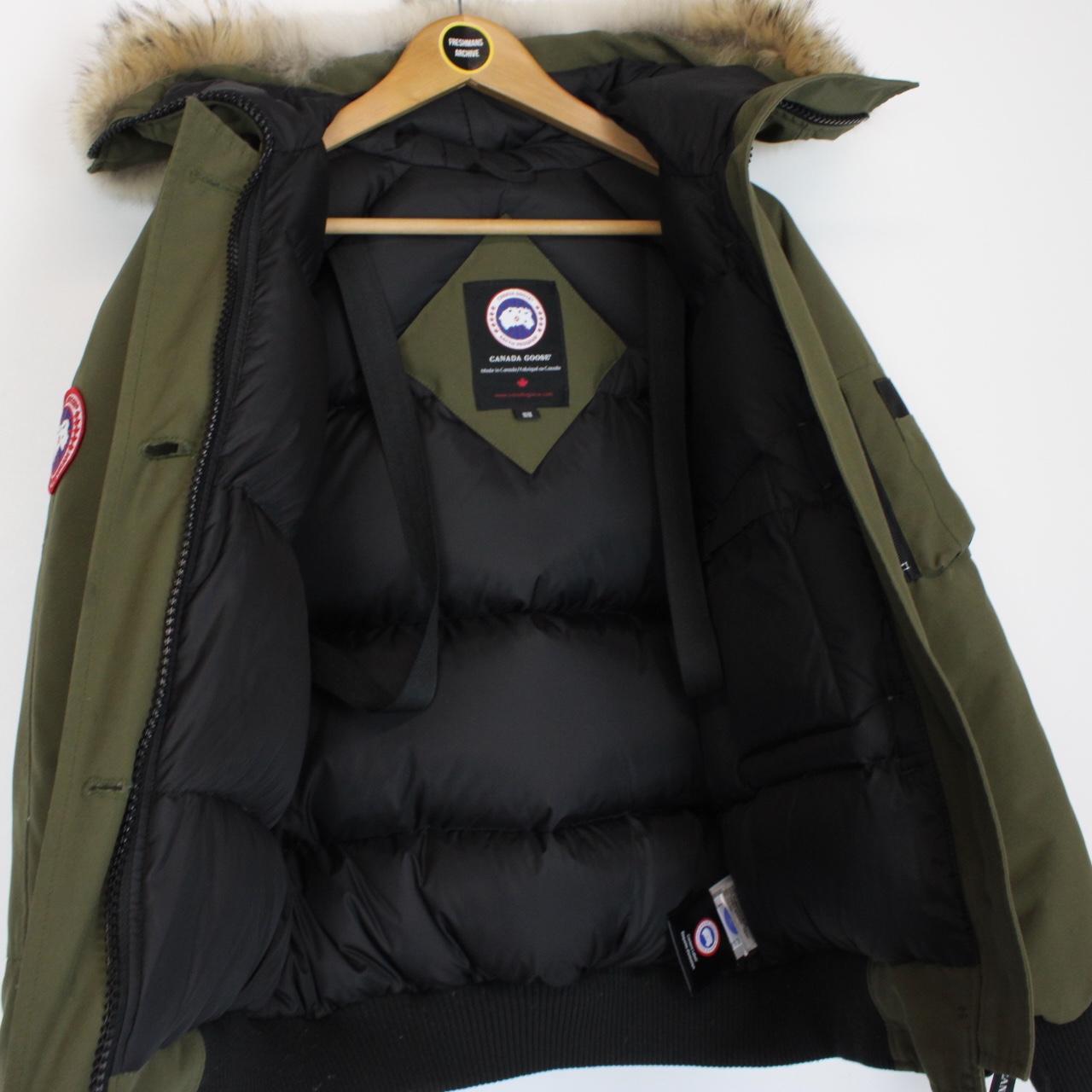 Canada Goose Green Chilliwack Bomber Down Jacket with Fur Trim