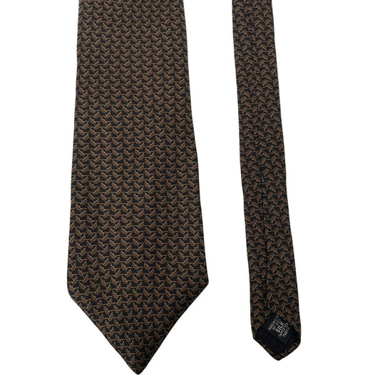 Vintage DKNY Brown Geometric Print Silk Tie