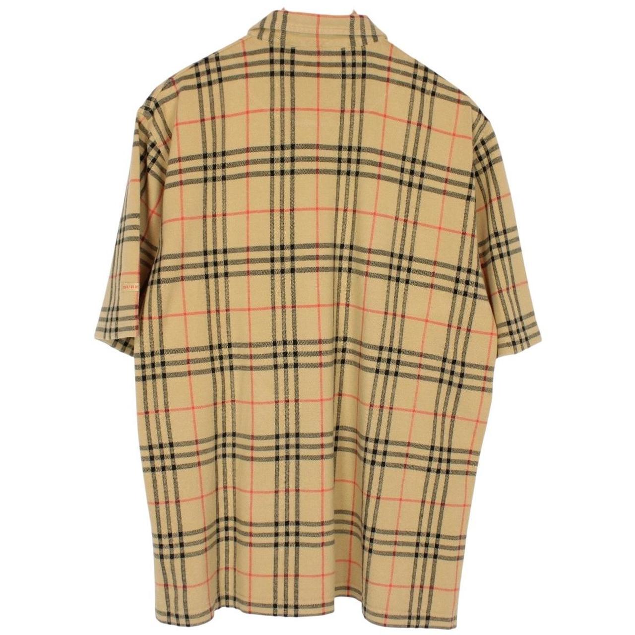 Vintage Burberry Golf Tan Brown Nova Check Short Sleeve Cotton Polo Shirt