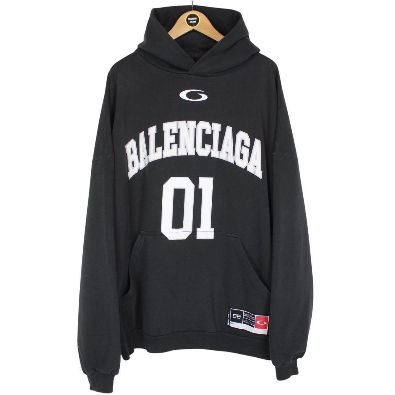 Balenciaga Black and White Basketball Series Oversized Hoodie