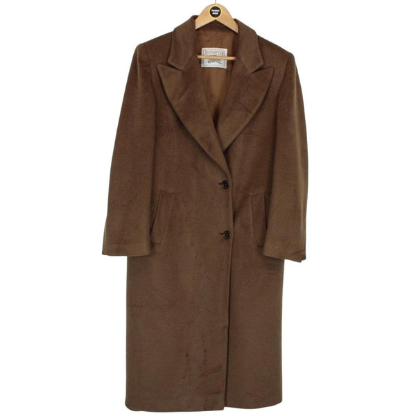 Vintage 90s Burberry Brown Cashmere Wool Blend Coat