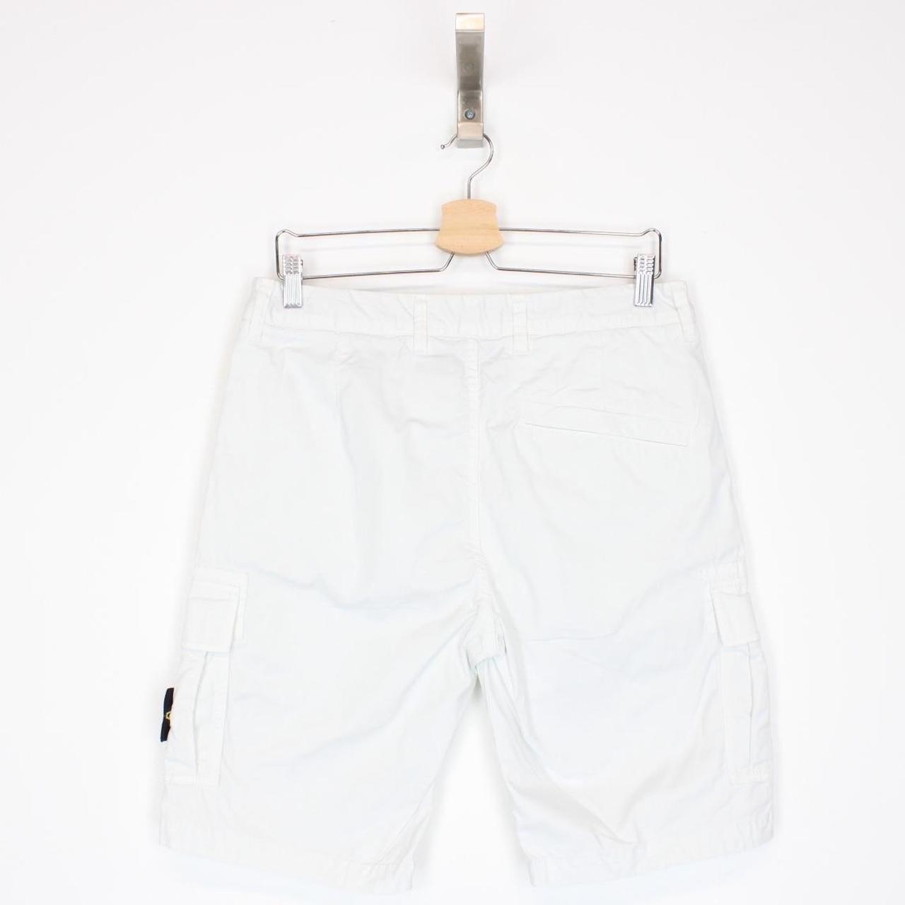 Stone Island SS 2022 White Bermuda Cotton Cargo Shorts