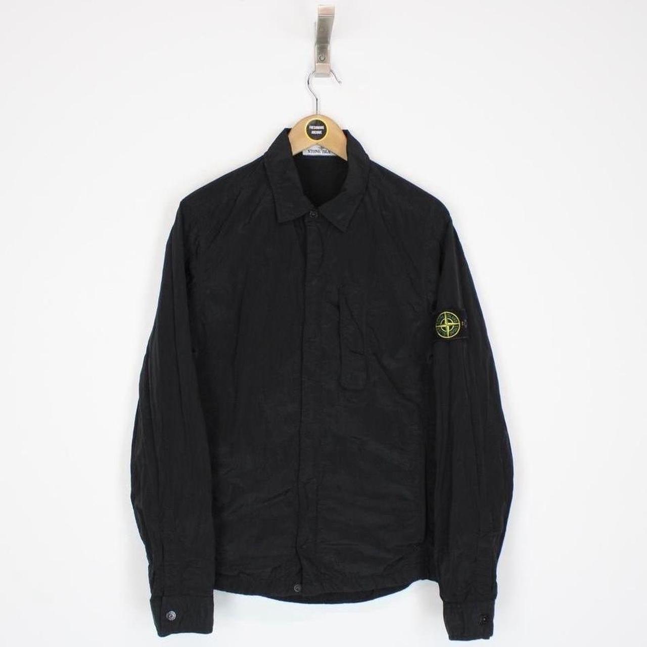 Stone Island SS 2018 Black Full Zip Nylon Metal Shimmer Overshirt Jacket