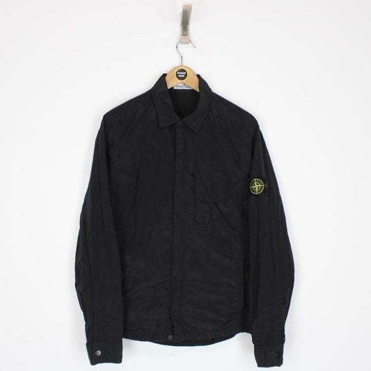 Stone Island SS 2018 Black Full Zip Nylon Metal Shimmer Overshirt Jacket