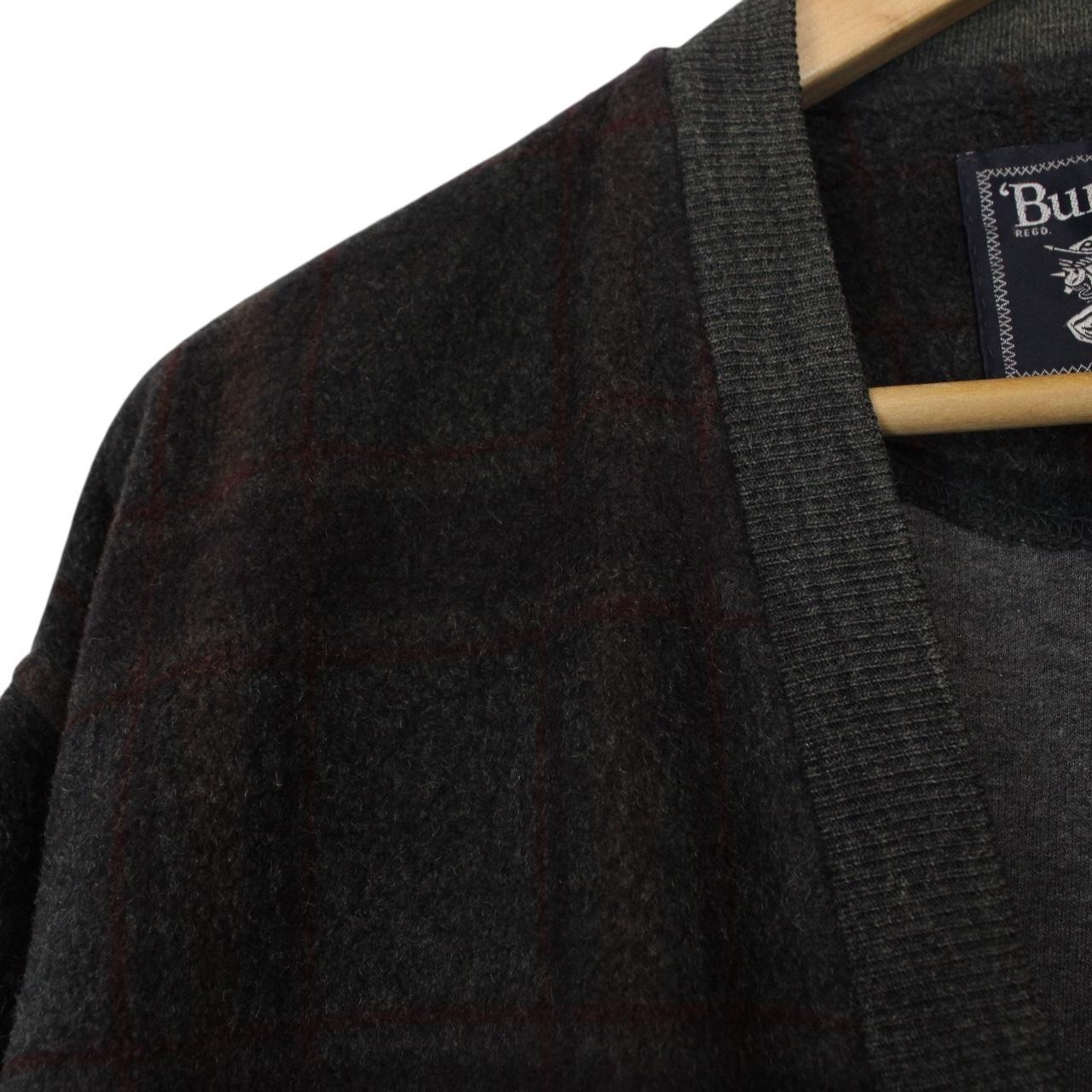 Vintage 90s Burberry Green Plaid Check Wool Knit Cardigan Jumper