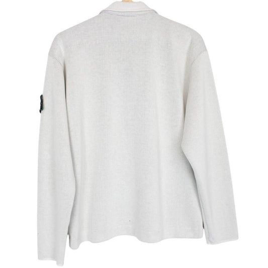 Vintage Stone Island SS 1998 Grey Ribbed Cotton Green Edge Badge Jumper