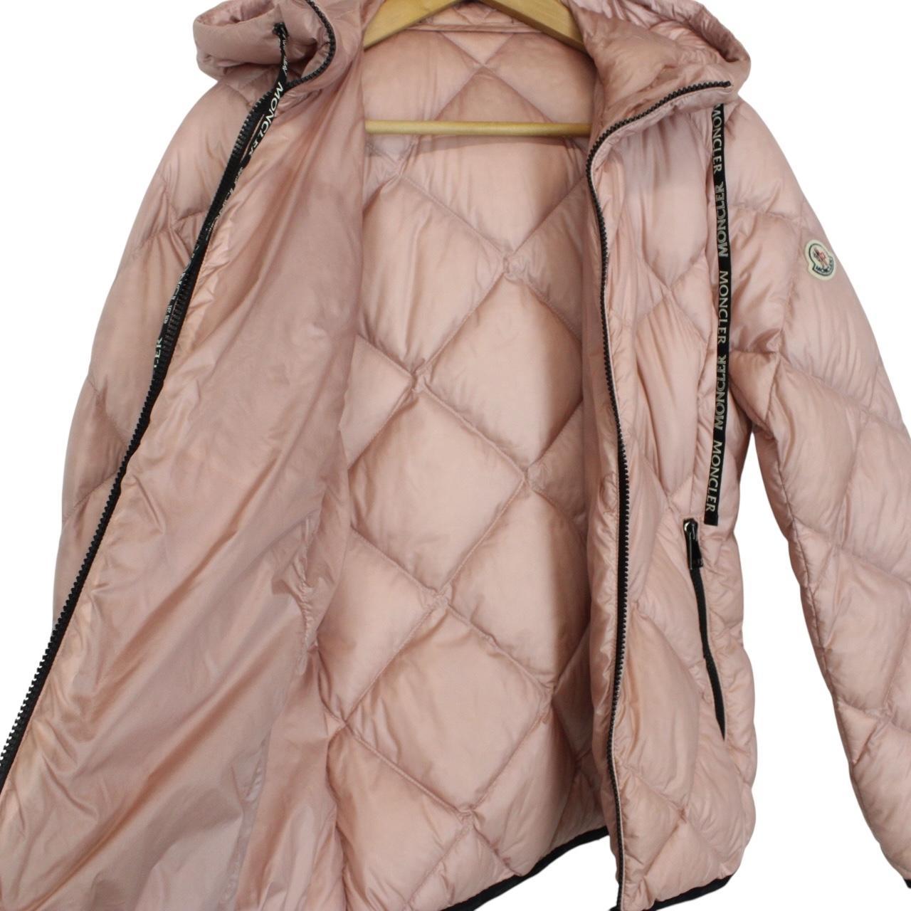 Moncler Oulx Pink Nylon Quilted Hooded Down Puffer Jacket