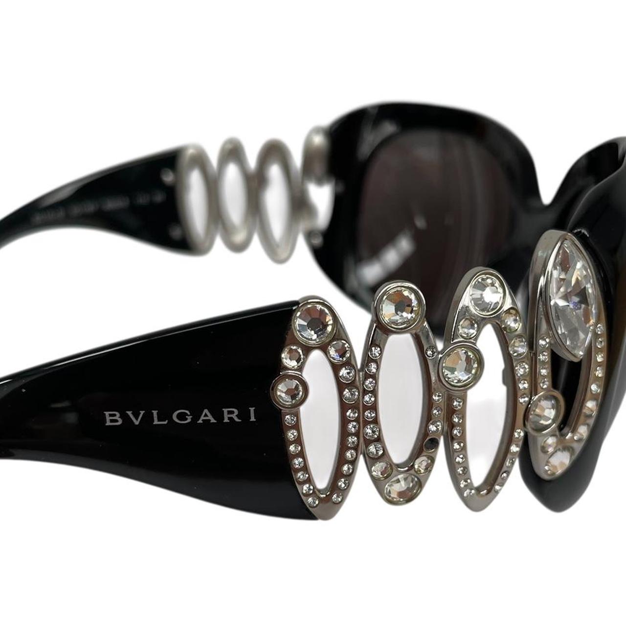 Bulgari Black and Silver 8016-B Embellished Sunglasses