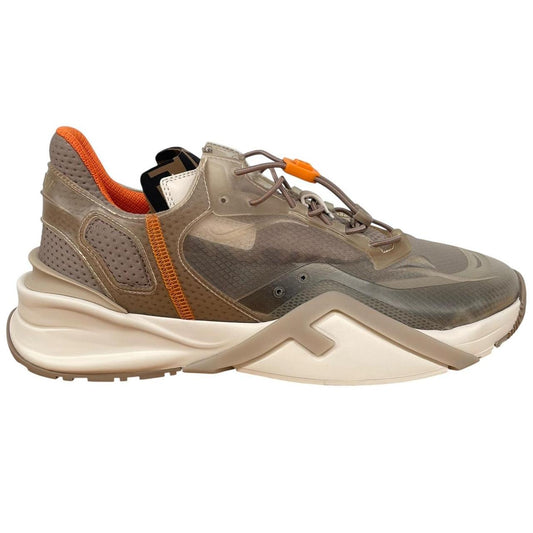 Fendi Flow Beige and Cream Rubber and Leather Trainers