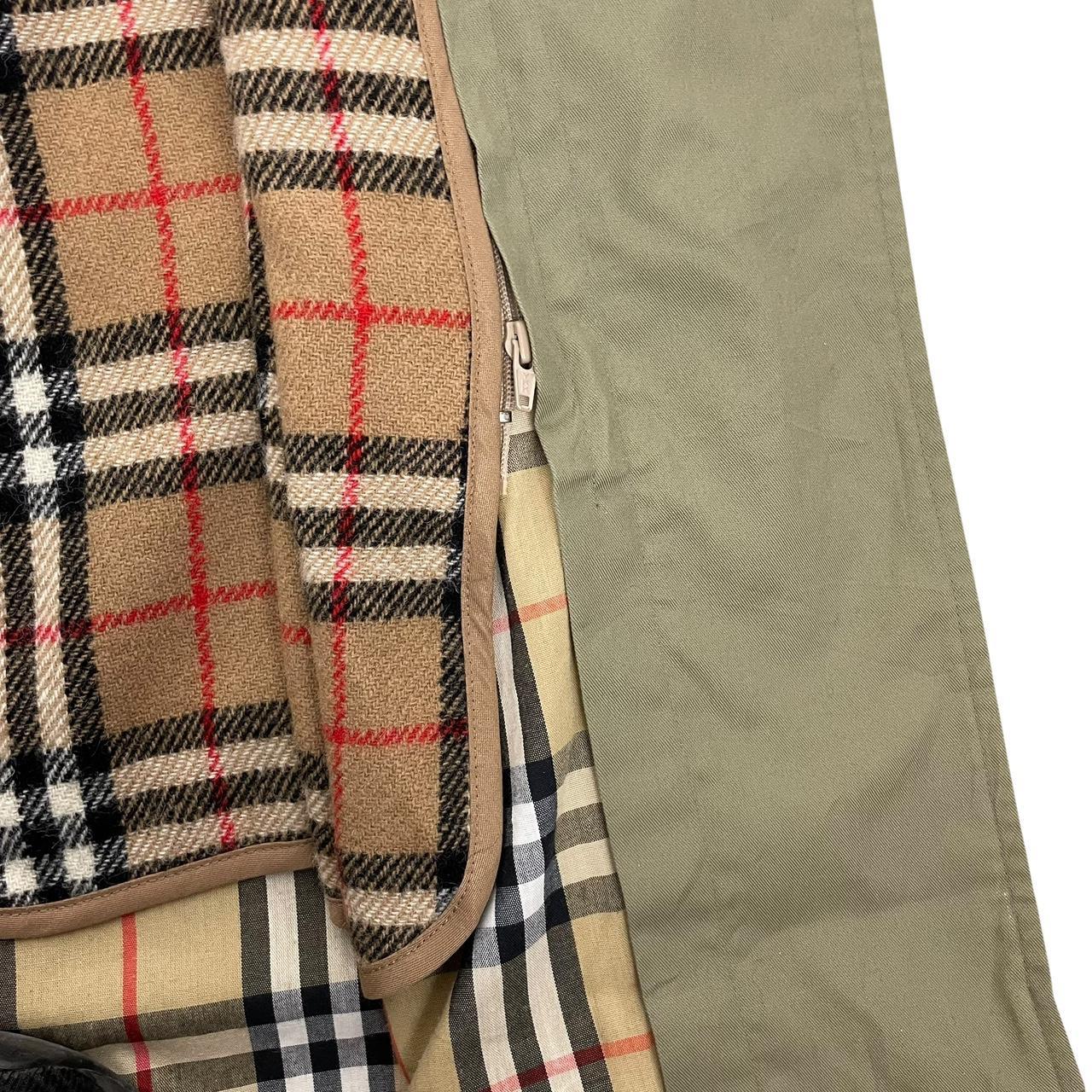 Vintage 90s Burberry Khaki Green Nova Check Single Breasted Trench Coat
