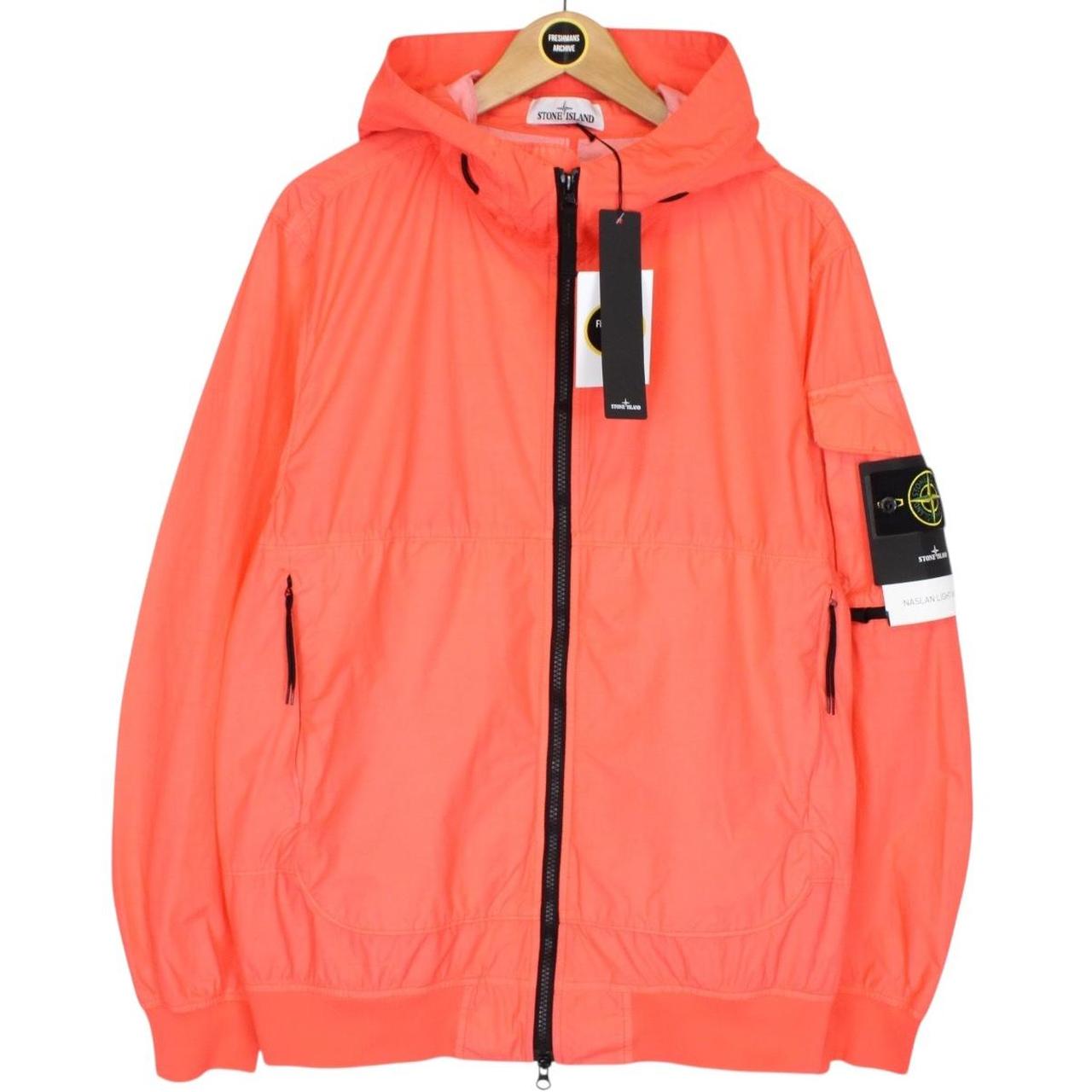 Stone Island Naslan Light Watro SS 2022 Orange Full Zip Hooded Jacket