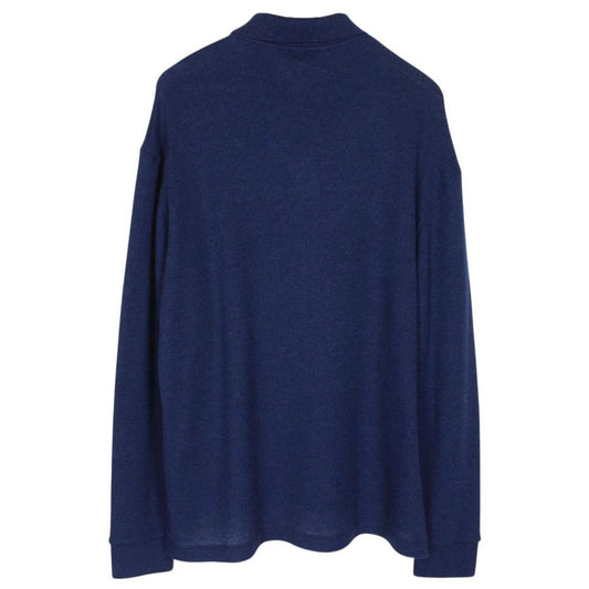 Giorgio Armani Navy Blue Wool Knit Long Sleeve 1/4 Zip Polo Shirt