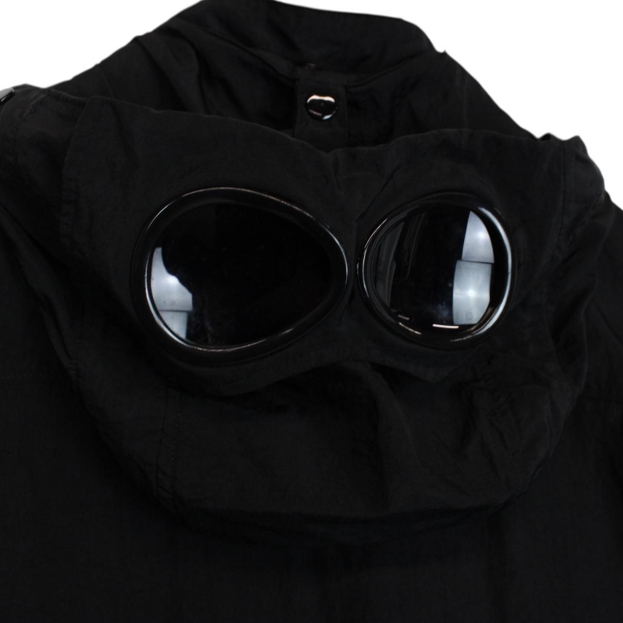 CP Company Black Full Zip Chrome Nylon Garment Dyed Goggle Jacket