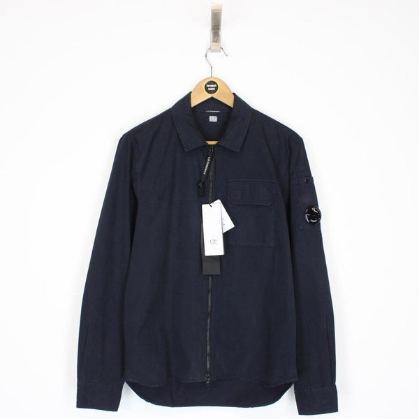 CP Company Navy Blue Full Zip Cotton Lens Overshirt