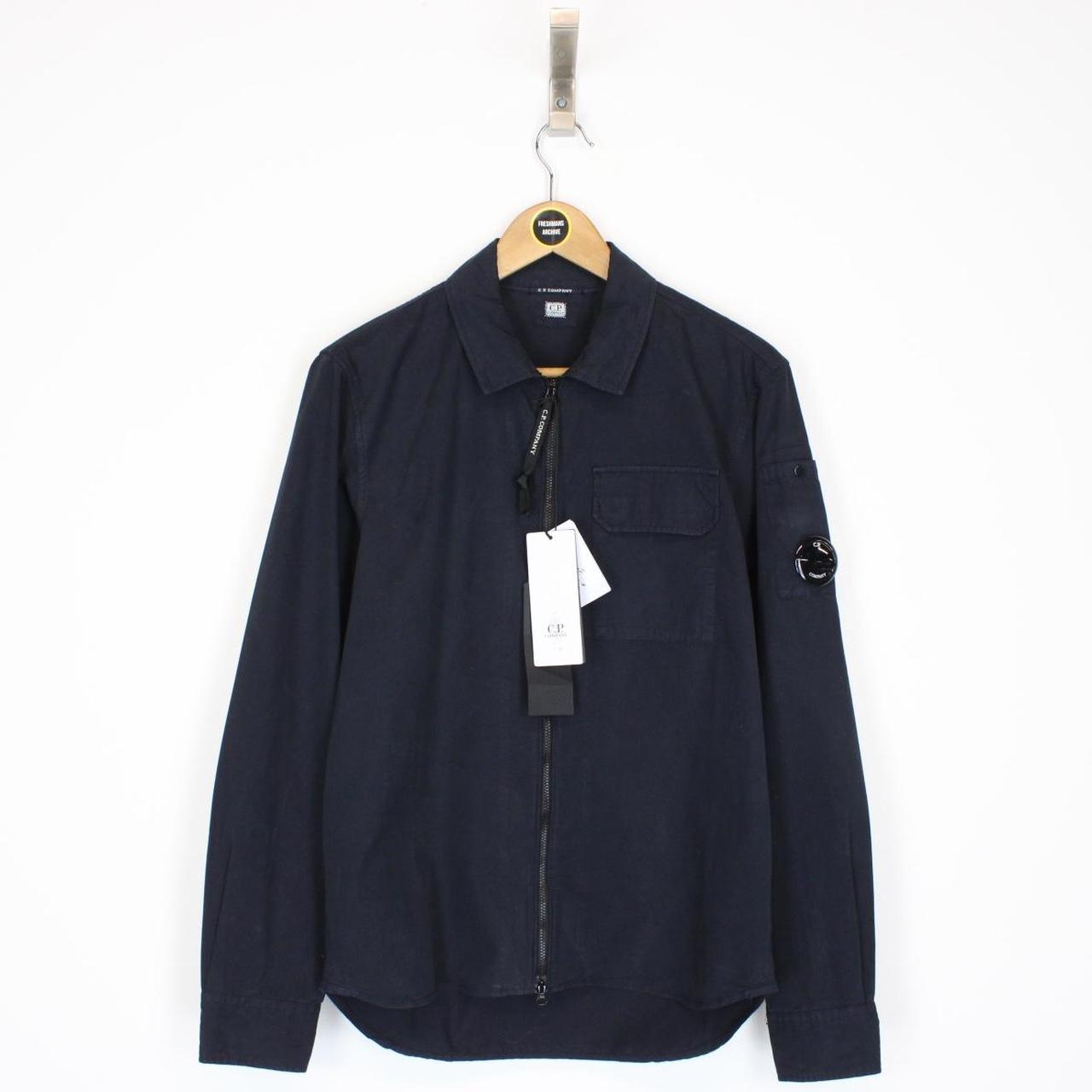CP Company Navy Blue Full Zip Cotton Lens Overshirt