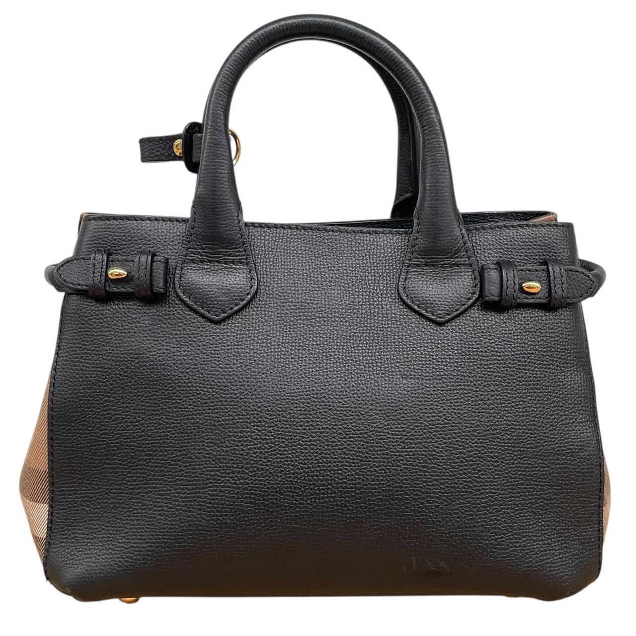 Burberry Black and Tan Nova Check Leather Banner Tote Bag