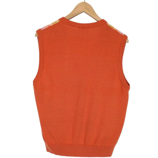 Vintage 90s Lacoste Multicoloured Check Cotton Knit Sweater Vest