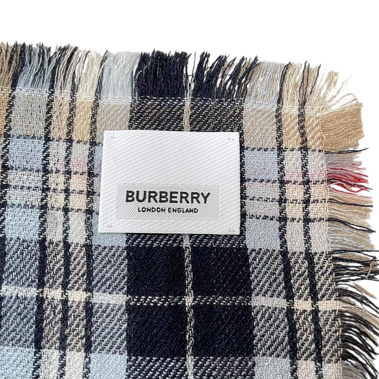 Burberry Beige and Blue Reversible Giant Nova Check Cashmere Shawl