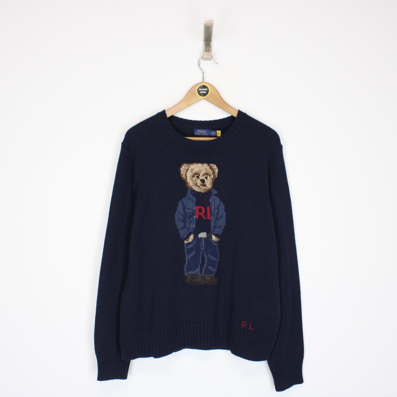 Polo Ralph Lauren Navy Blue Polo Bear Cotton Knit Jumper