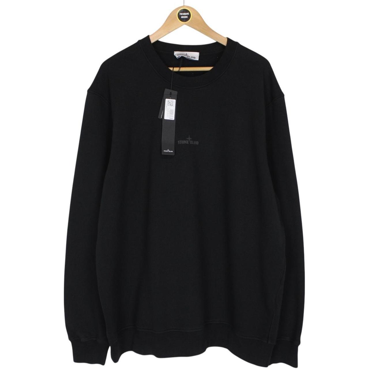 Stone Island AW 2024 Black and Grey Dial Logo Cotton Sweatshirt Jumper