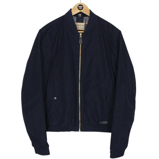 Burberry London Navy Blue Full Zip Nylon Bomber Jacket