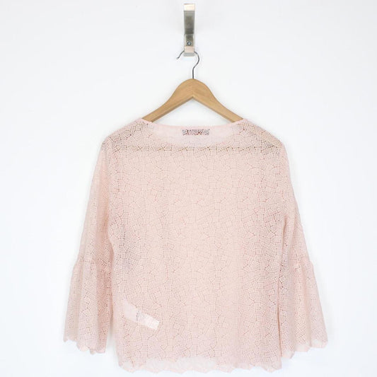 Trussardi Jeans Pink Long Sleeve See Through Top