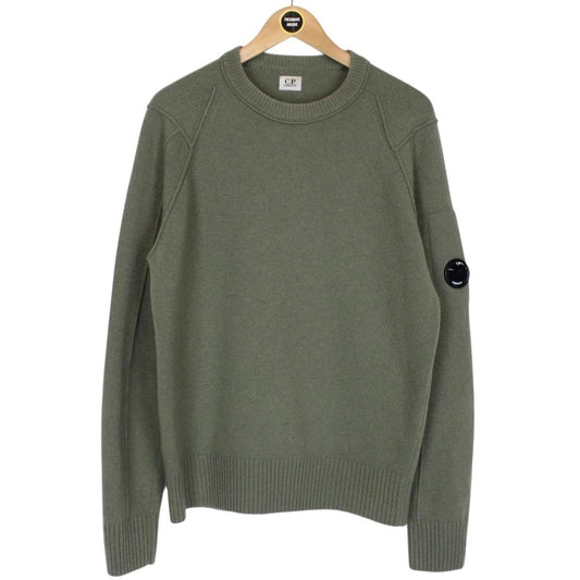 CP Company Green Wool/Nylon Knit Goggle Sweatshirt Jumper