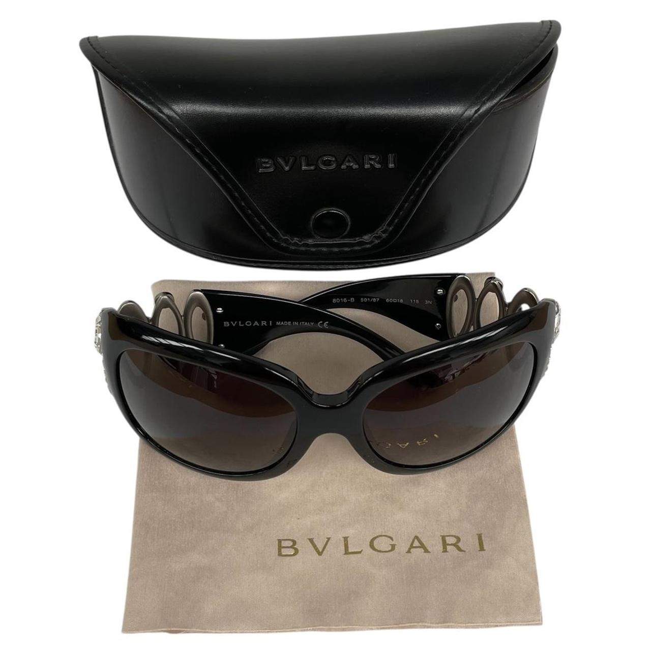 Bulgari Black and Silver 8016-B Embellished Sunglasses