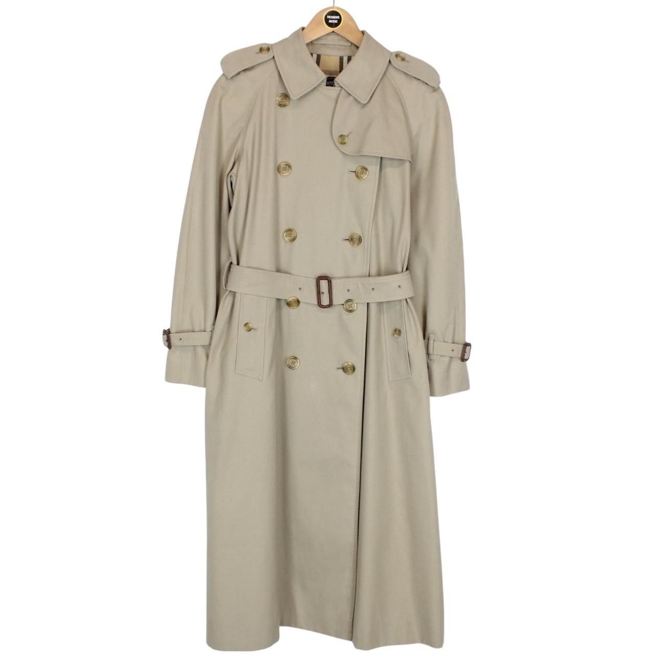 Vintage 90s Burberry Beige Double Breasted Belted Trench Coat