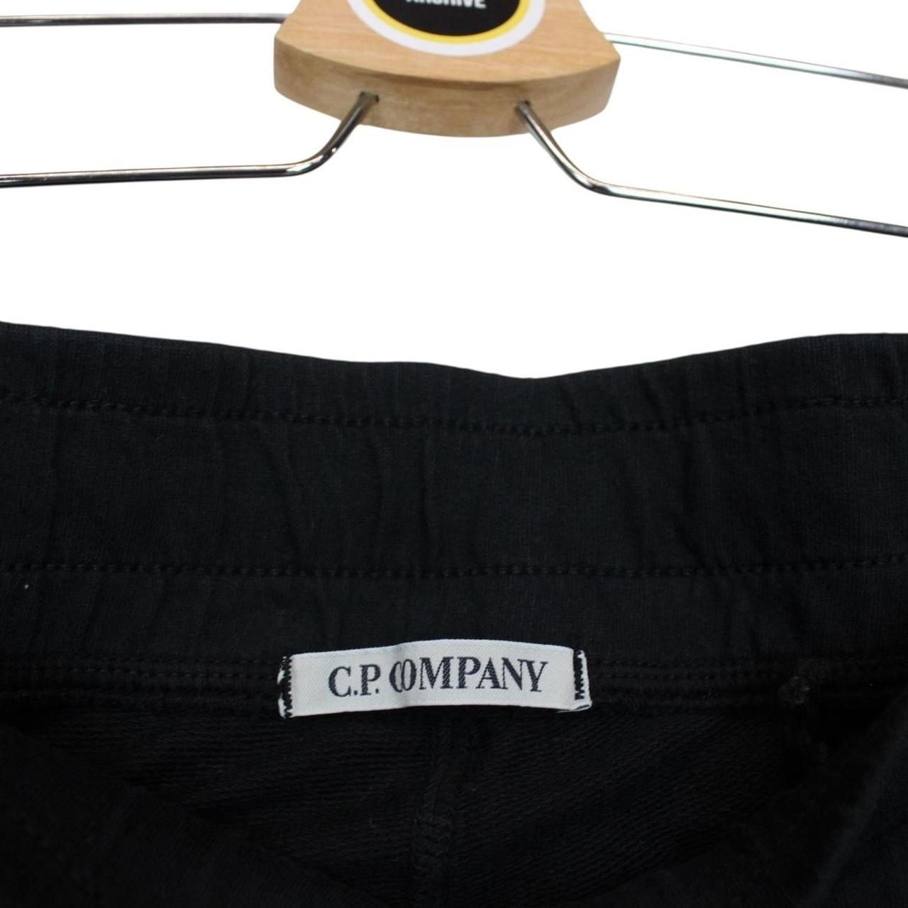 CP Company Black Cotton Micro Lens Fleece Jogger Shorts