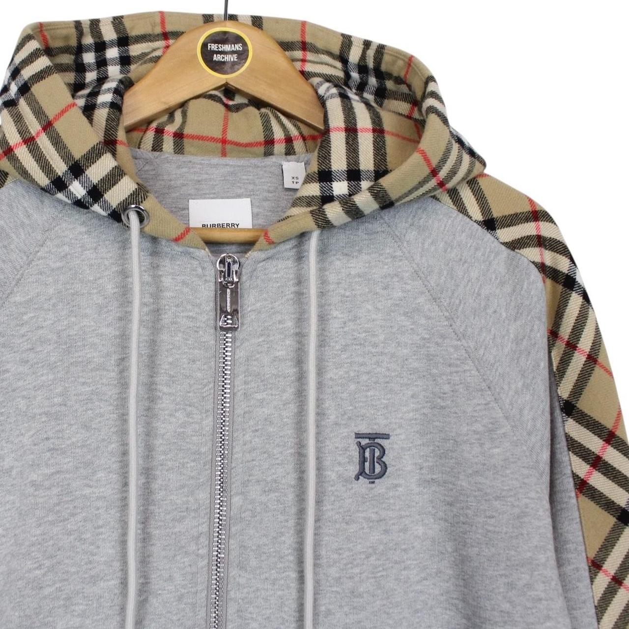 Burberry ‘Kurke’ Grey and Tan Nova Check Cotton Full Zip Hoodie Jumper
