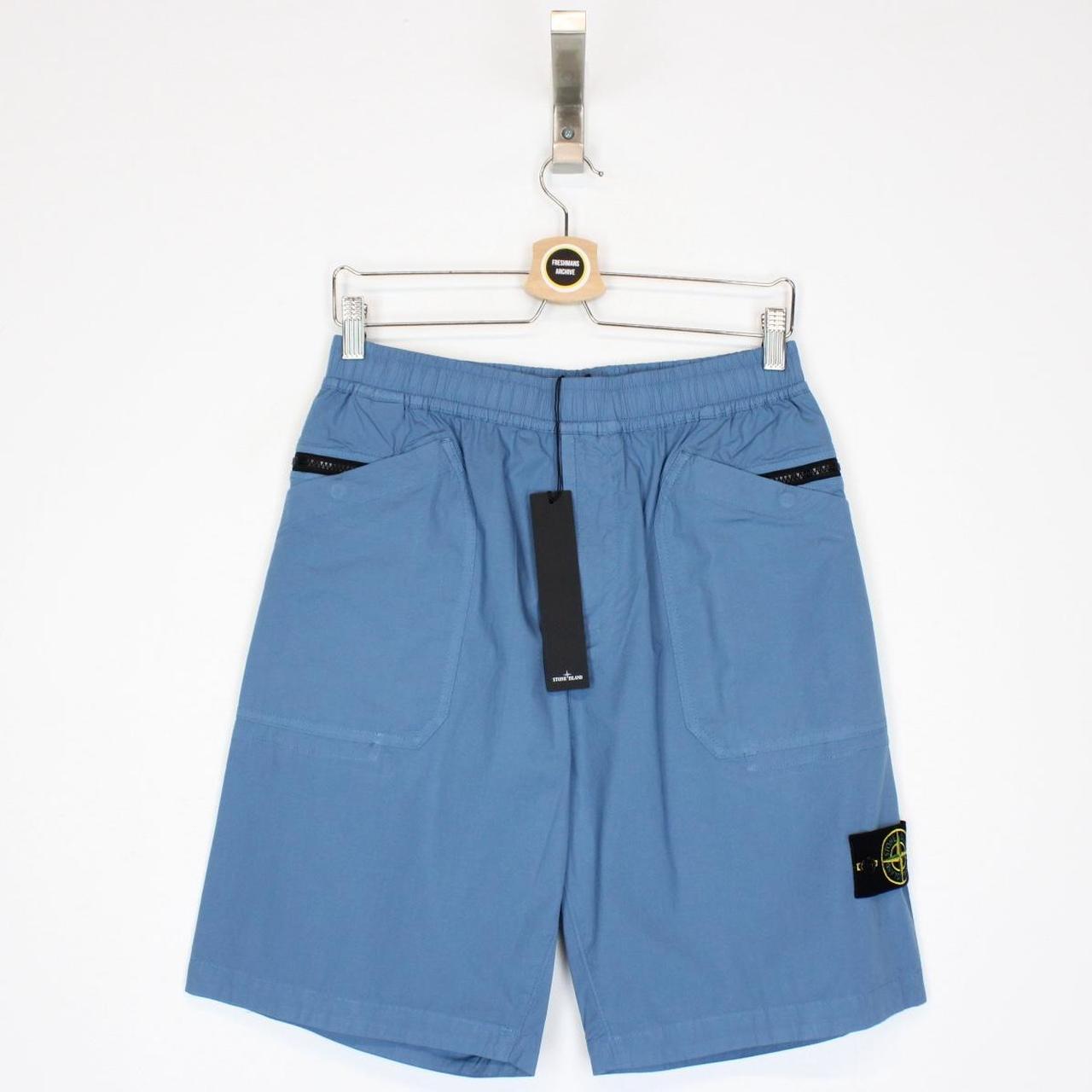 Stone Island SS 2022 Blue Bermuda Cotton Cargo Shorts