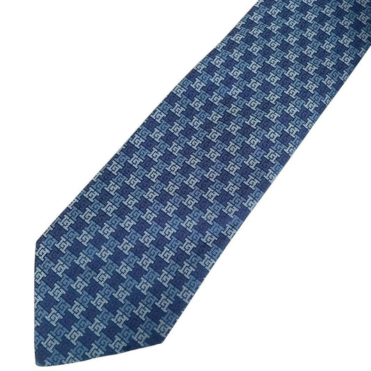 Hermes Paris Blue Monogram Silk Tie