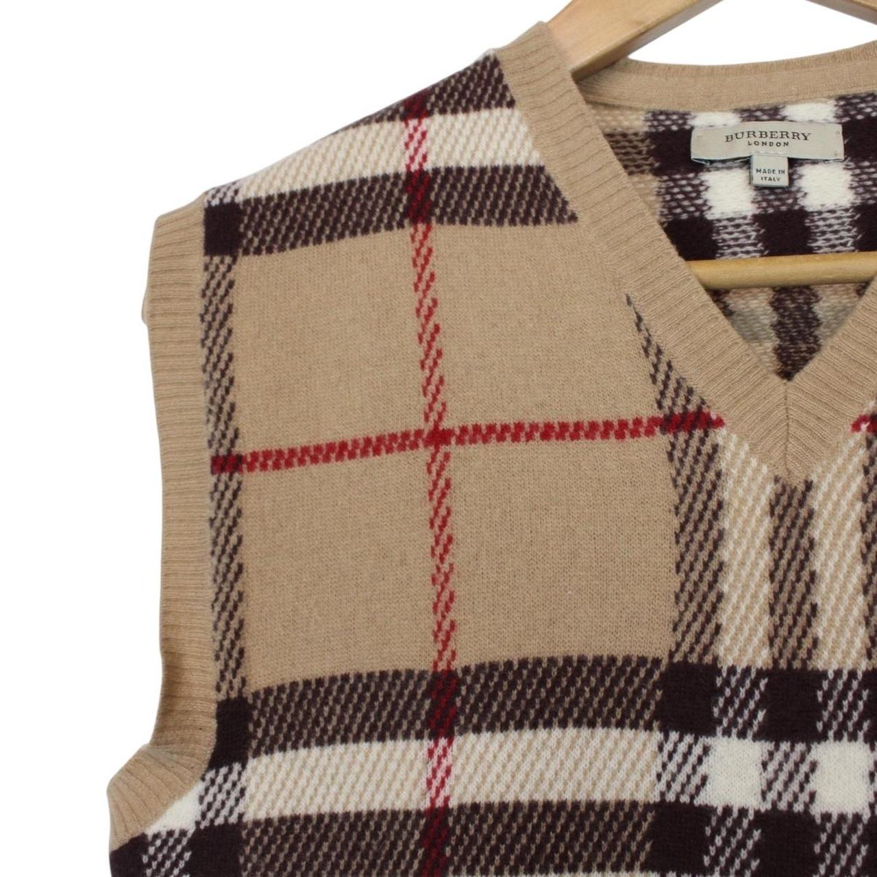 Burberry London Nova Check Merino Wool Knit Sweater Vest