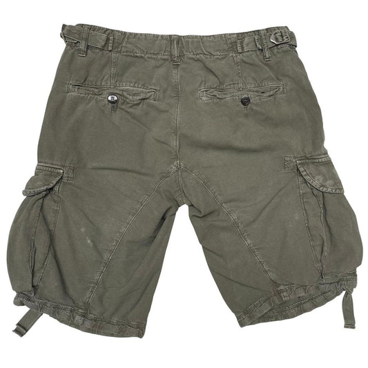 CP Company Khaki Green Cotton Lens Cargo Shorts