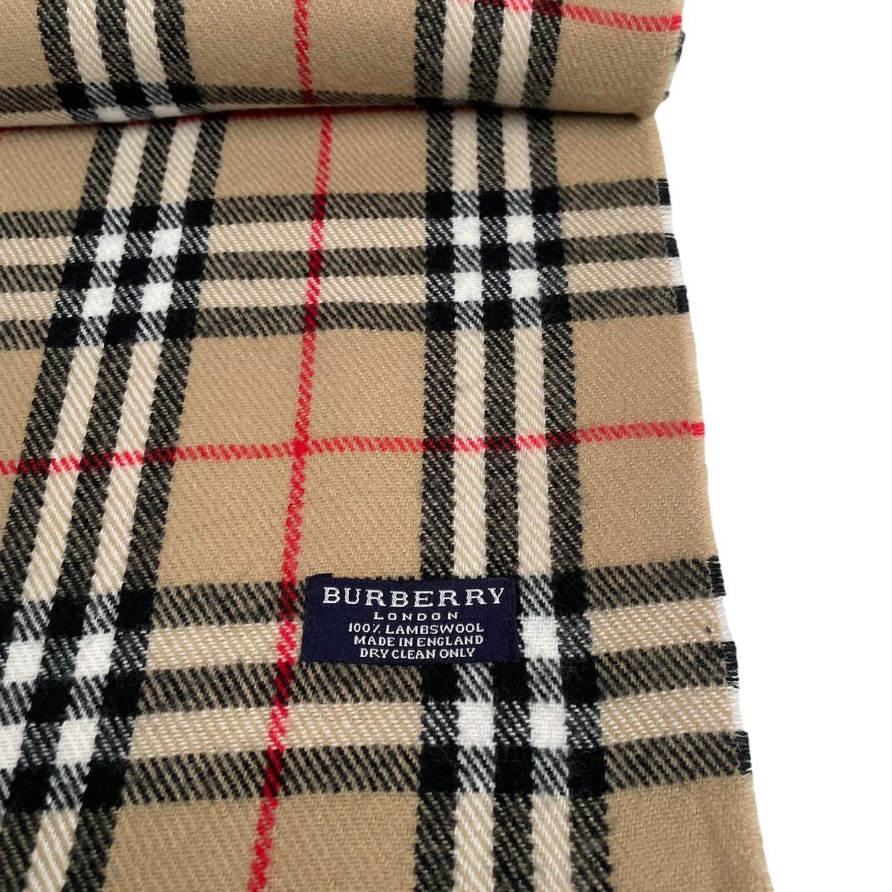 Vintage 90s Burberry Tan Brown Nova Check Lambswool Scarf