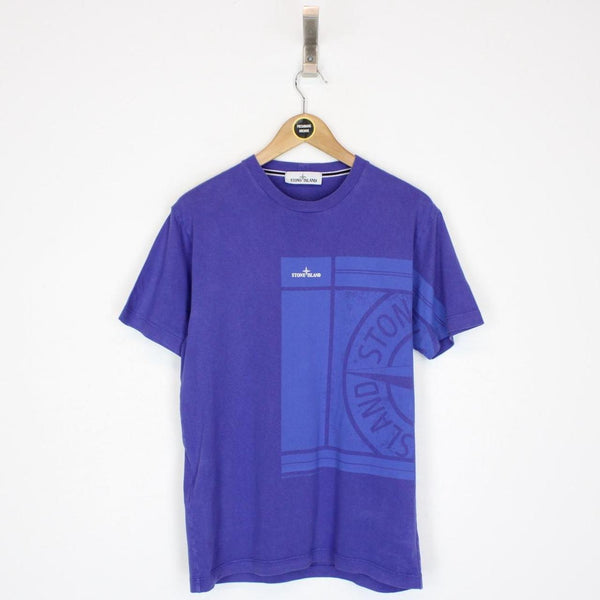 Stone Island AW 2021 Blue Short Sleeve Logo Print Cotton T-Shirt
