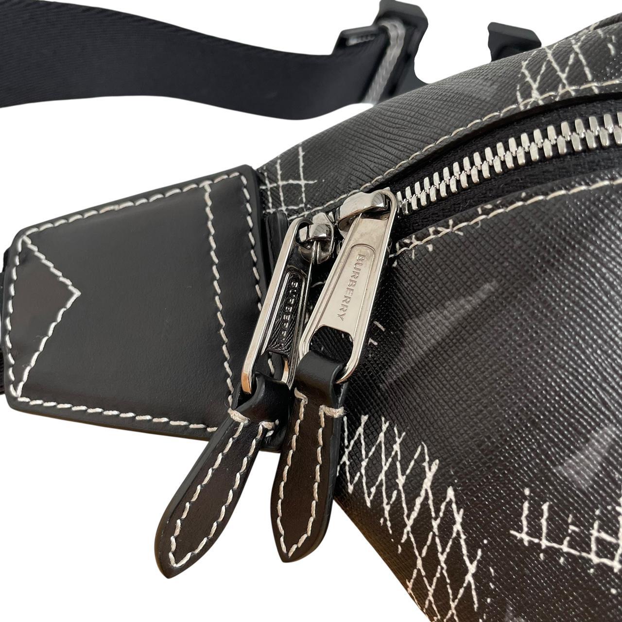 Burberry Sonny Black and Graphite TB Monogram E-Canvas Bum Bag