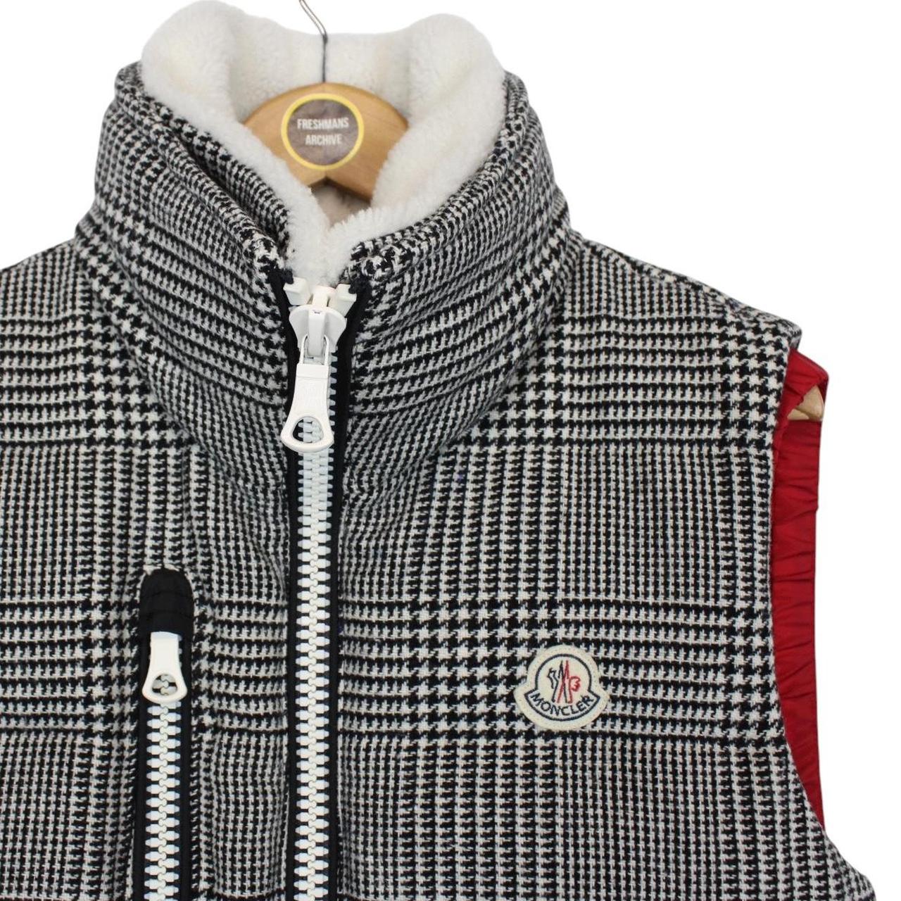 Moncler Black and White Check Jeremie Wool Knit Down Gilet / Bodywarmer Jacket